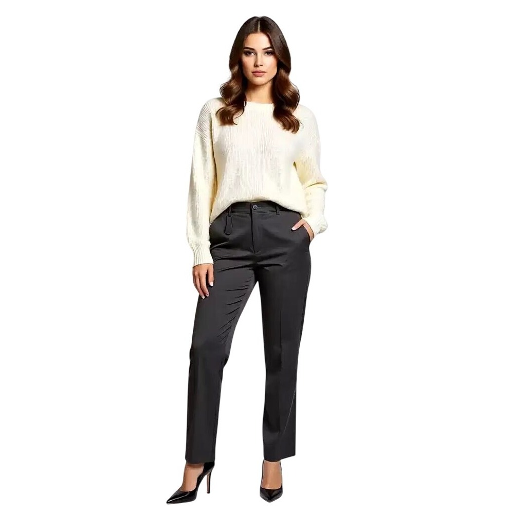 Zara Relaxed Fit Trousers Dark Grey Charcoal Straight Leg Pants Size Small NWT